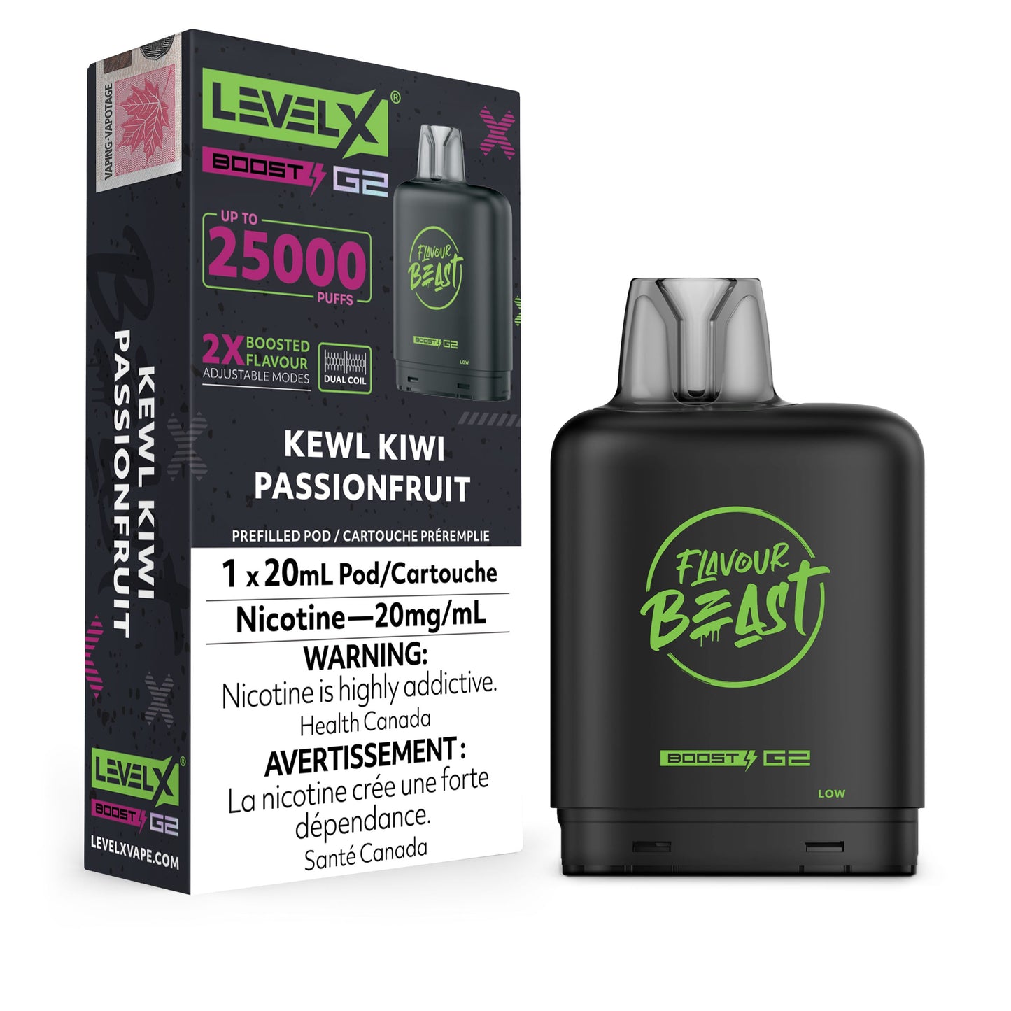 Kewl Kiwi Passionfruit - Flavour Beast Level X Boost Disposable Level X 20mg - 2% 