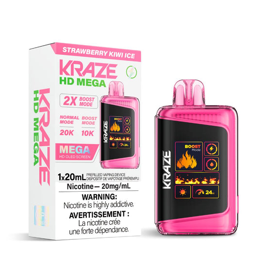 Strawberry Kiwi Ice - Kraze HD Mega 20k Disposable Kraze HD Mega 20mg - 2% 